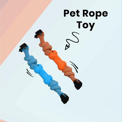 Basil Chew Rope & Bone Dog Toy (Blue)