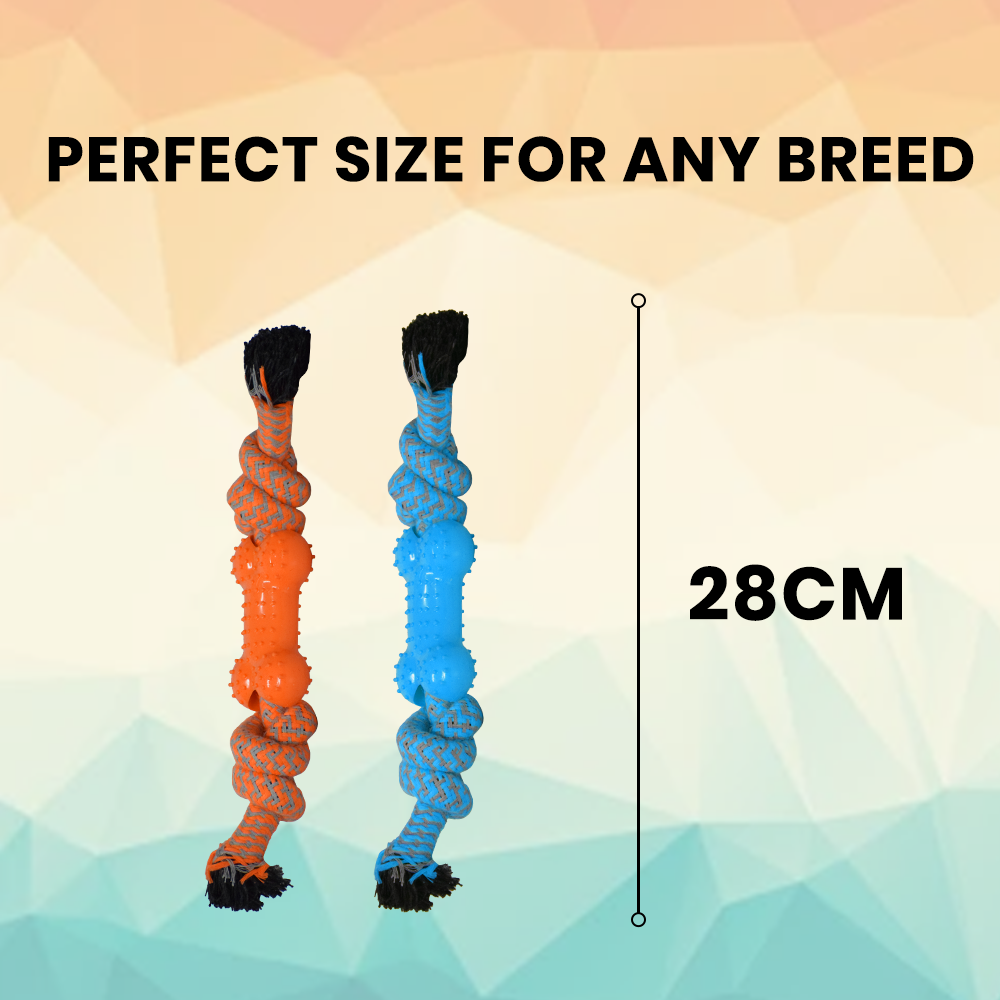 Basil Chew Rope & Bone Dog Toy (Blue)