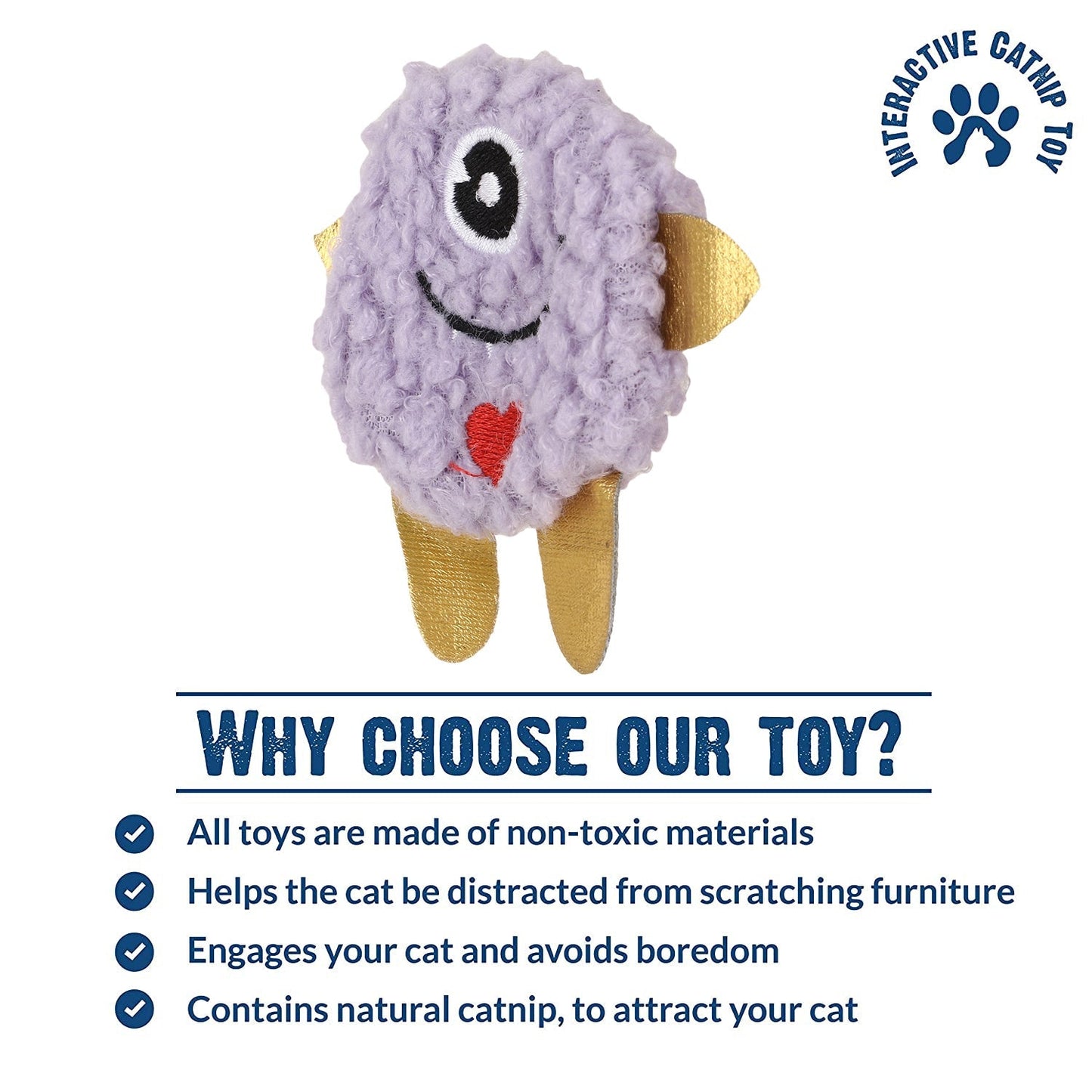 Basil Cat Plush Toy with Cat Nip for Stuffing (Purple)