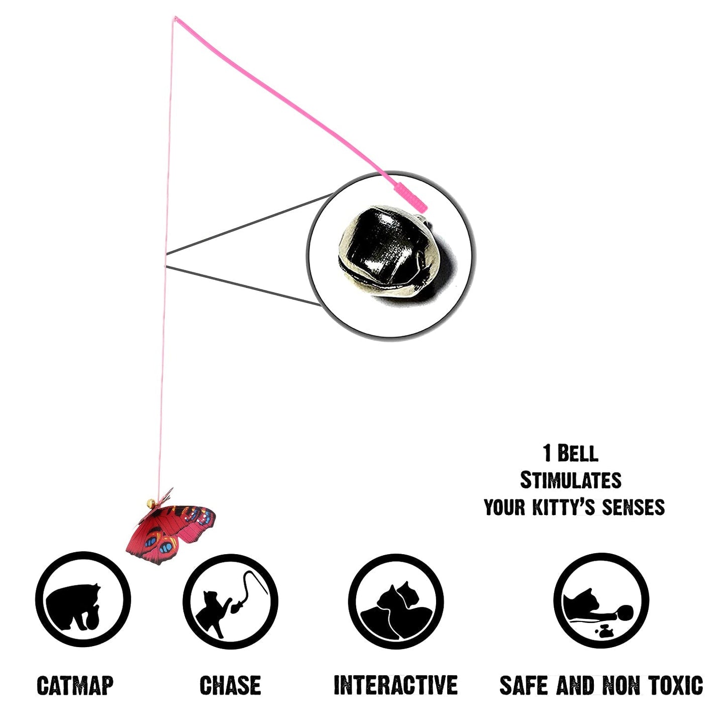 Basil Cat Teaser Stick with Butterfly and Bell