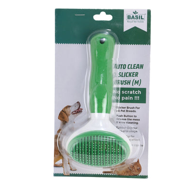Basil Auto Slicker Brush & Comb for All Pet Breeds