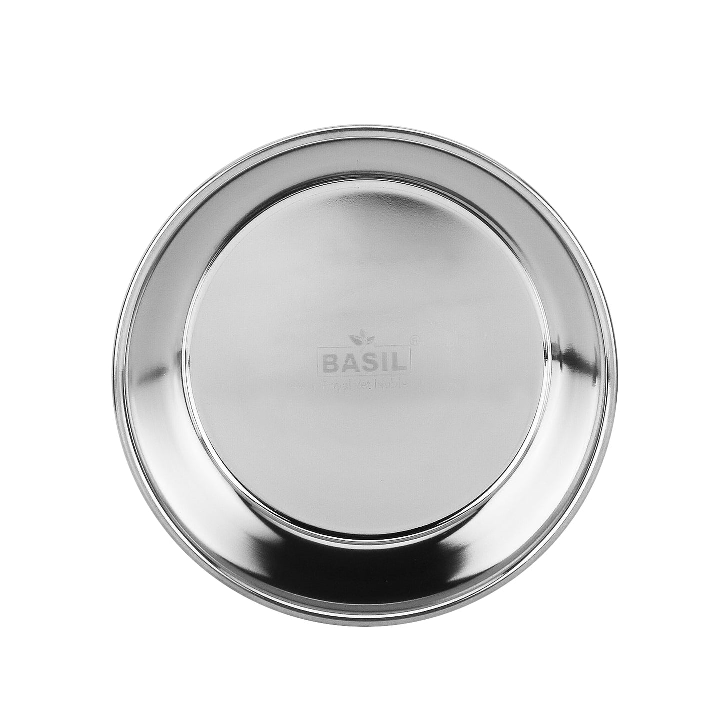 Basil Heavy Dish Anti-Skid Steel Pet Feeding Bowls with Silicon Bottom