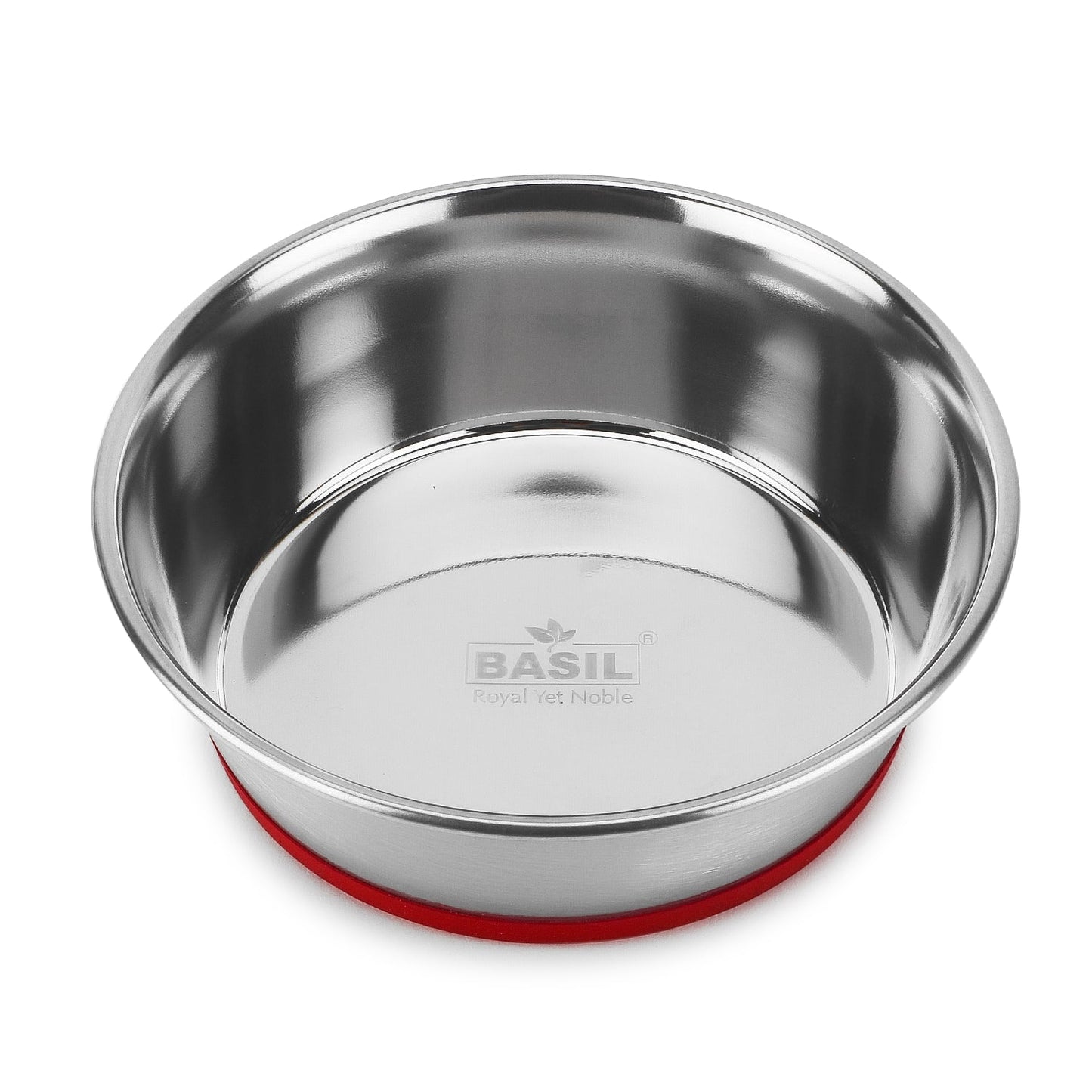 Basil Heavy Dish Anti-Skid Steel Pet Feeding Bowls with Silicon Bottom
