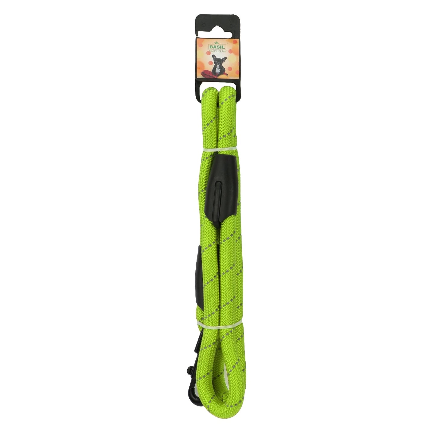 BASIL Rope Leash for Dogs, 4 Feet (Solid Green)