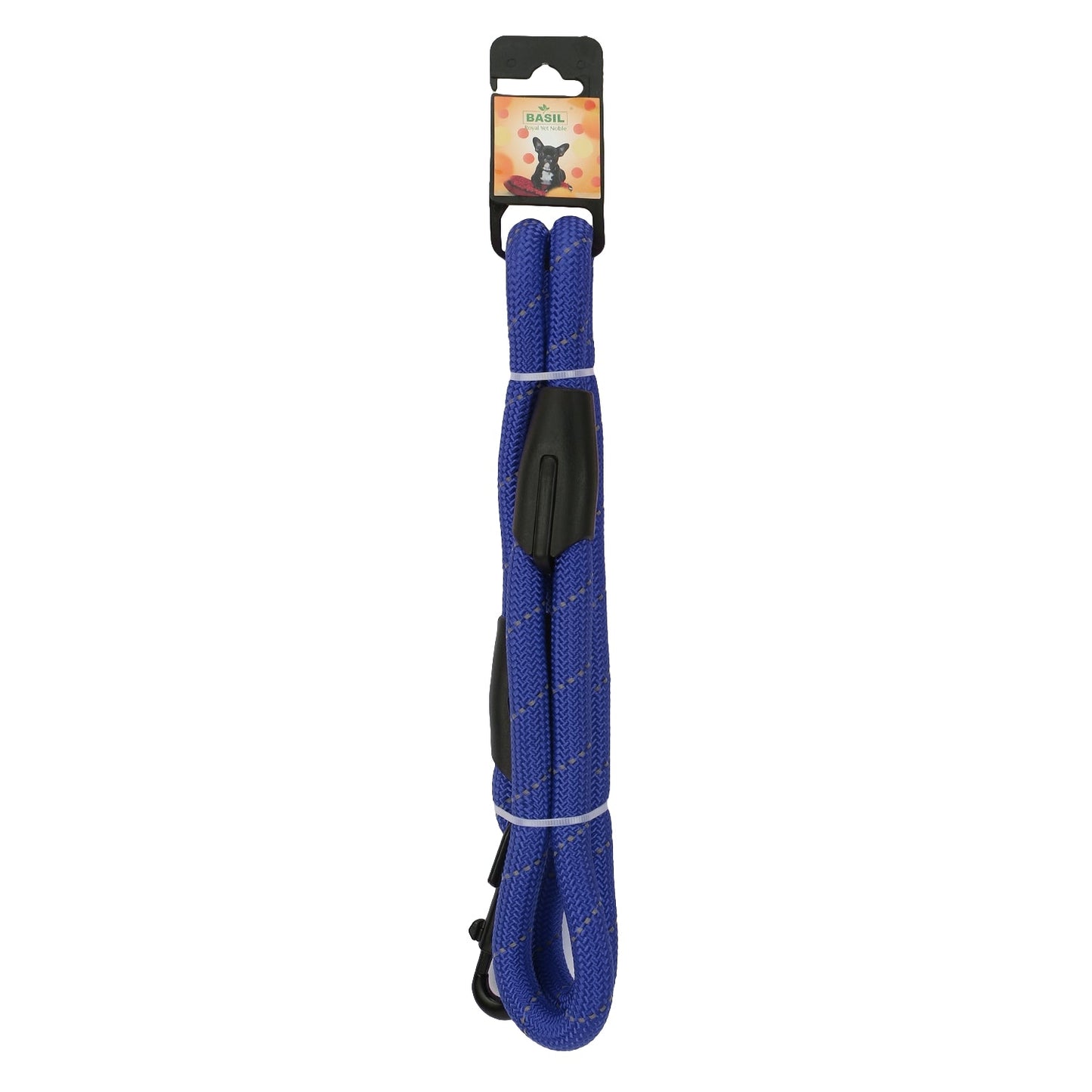 BASIL Rope Leash for Dogs, 4 Feet (Solid Blue)