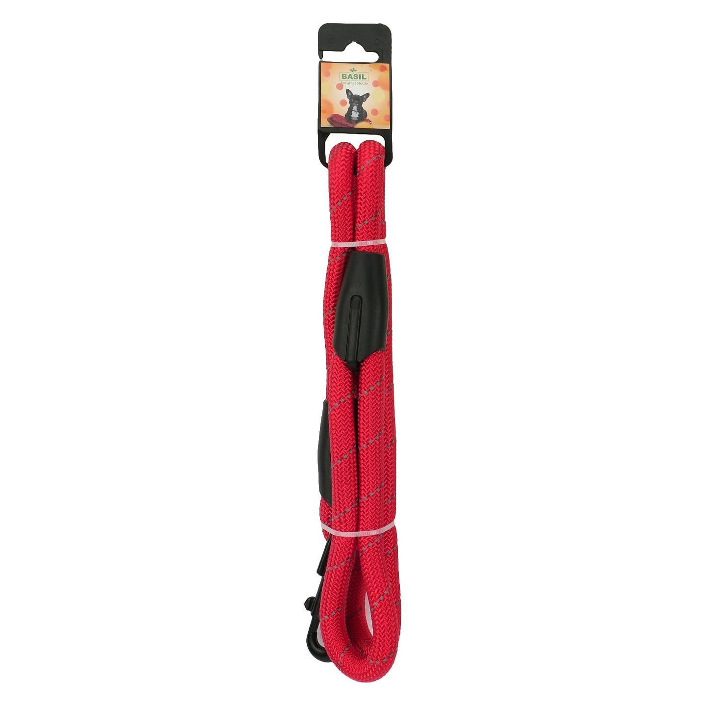 BASIL Rope Leash for Dogs, 4 Feet (Solid Red)