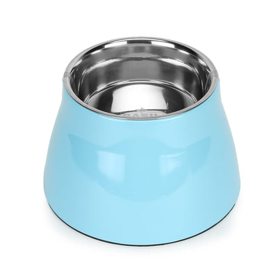 Basil Elevated Melamine and Stainless Steel Pet Feeding Bowls for Bigger Ears Dogs, 600ml (Blue)