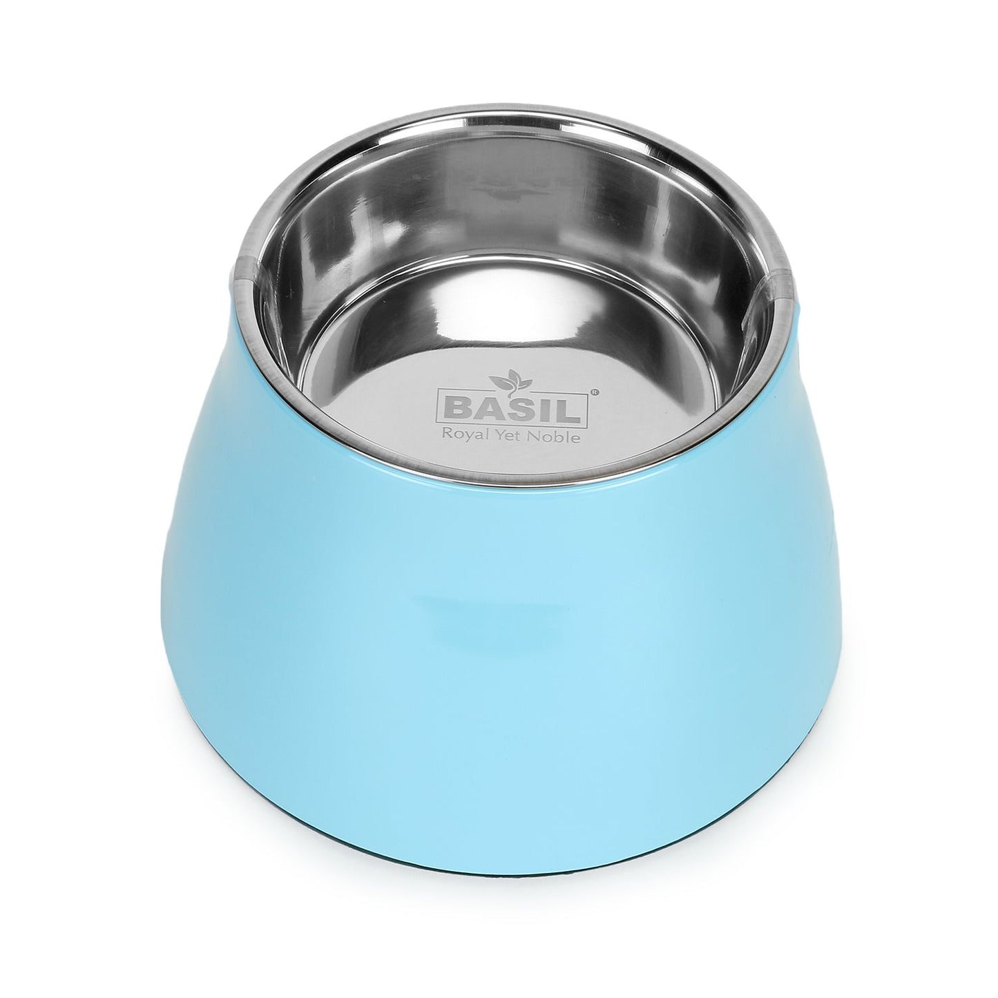 Basil Elevated Melamine and Stainless Steel Pet Feeding Bowls for Bigger Ears Dogs, 600ml (Blue)