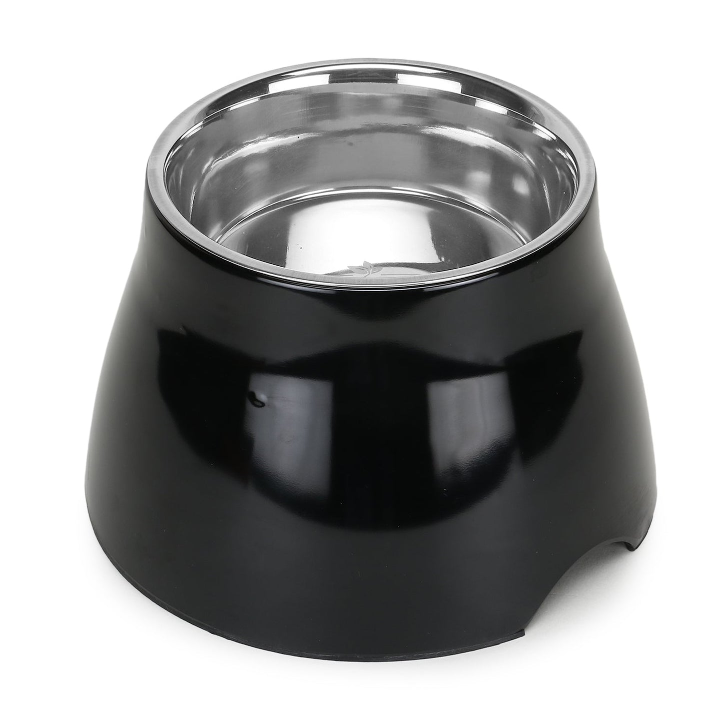 Basil Elevated Melamine and Stainless Steel Pet Feeding Bowls for Bigger Ears Dogs, 600ml (Black)
