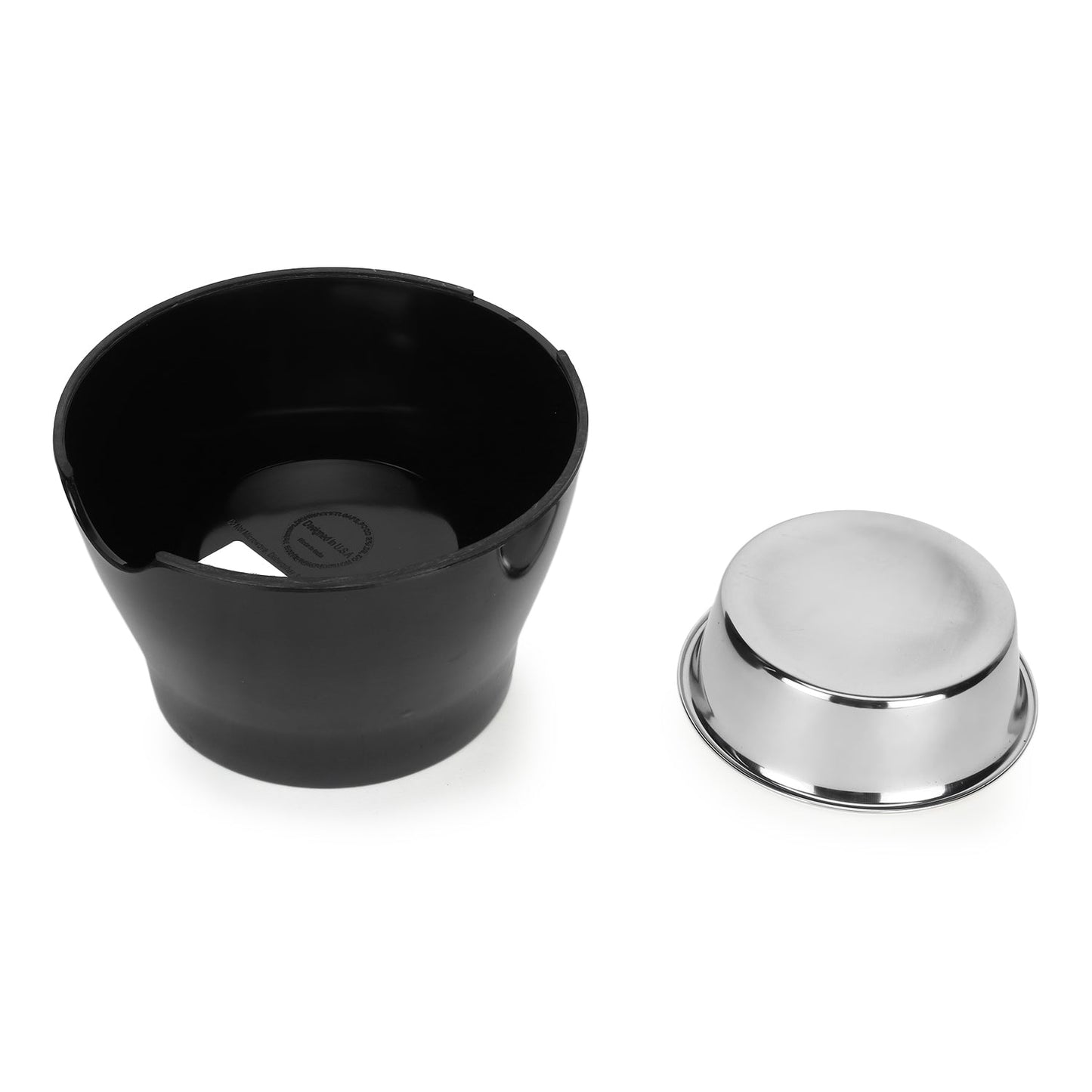 Basil Elevated Melamine and Stainless Steel Pet Feeding Bowls for Bigger Ears Dogs, 600ml (Black)