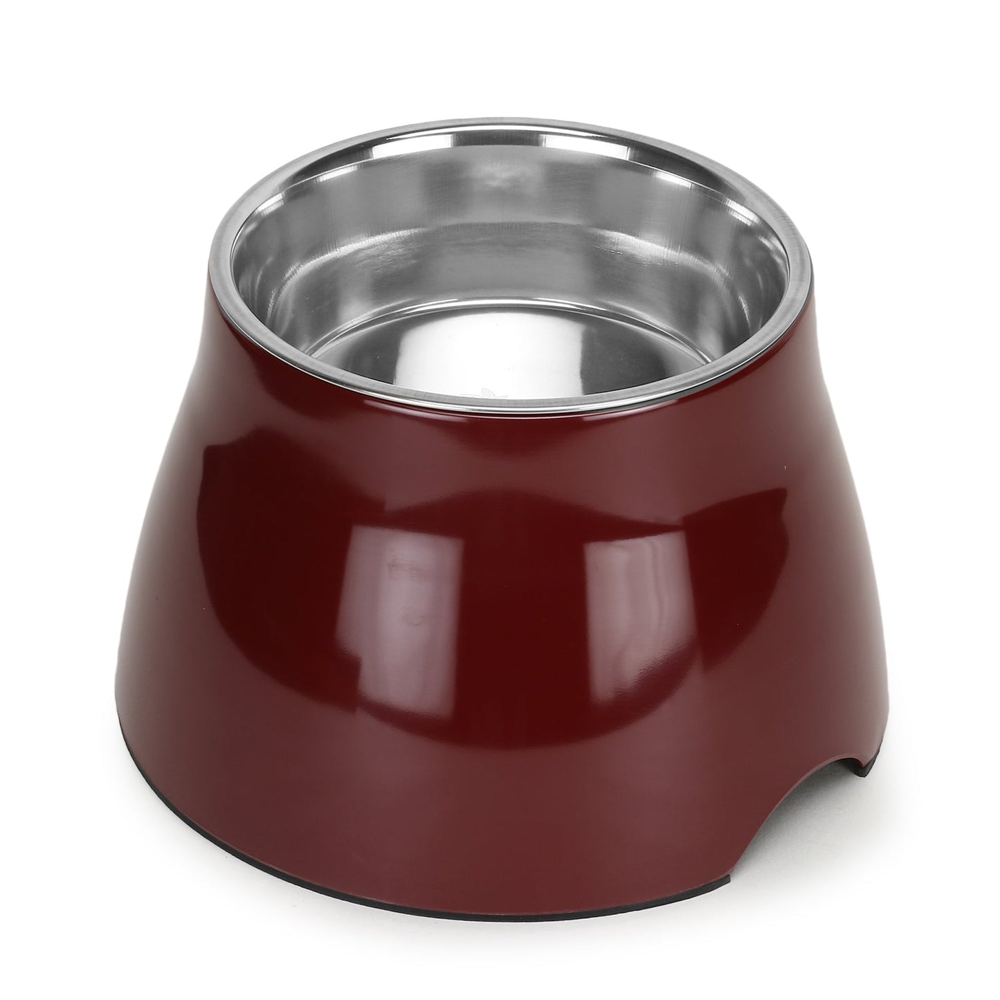 Basil Elevated Melamine and Stainless Steel Pet Feeding Bowls for Bigger Ears Dogs (Wine)