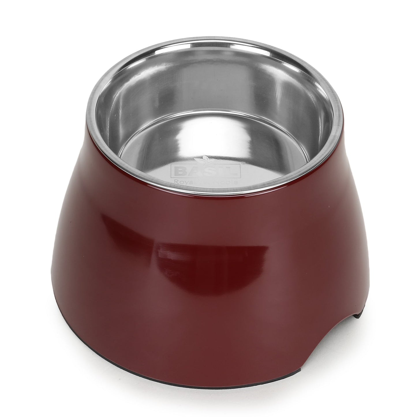 Basil Elevated Melamine and Stainless Steel Pet Feeding Bowls for Bigger Ears Dogs (Wine)