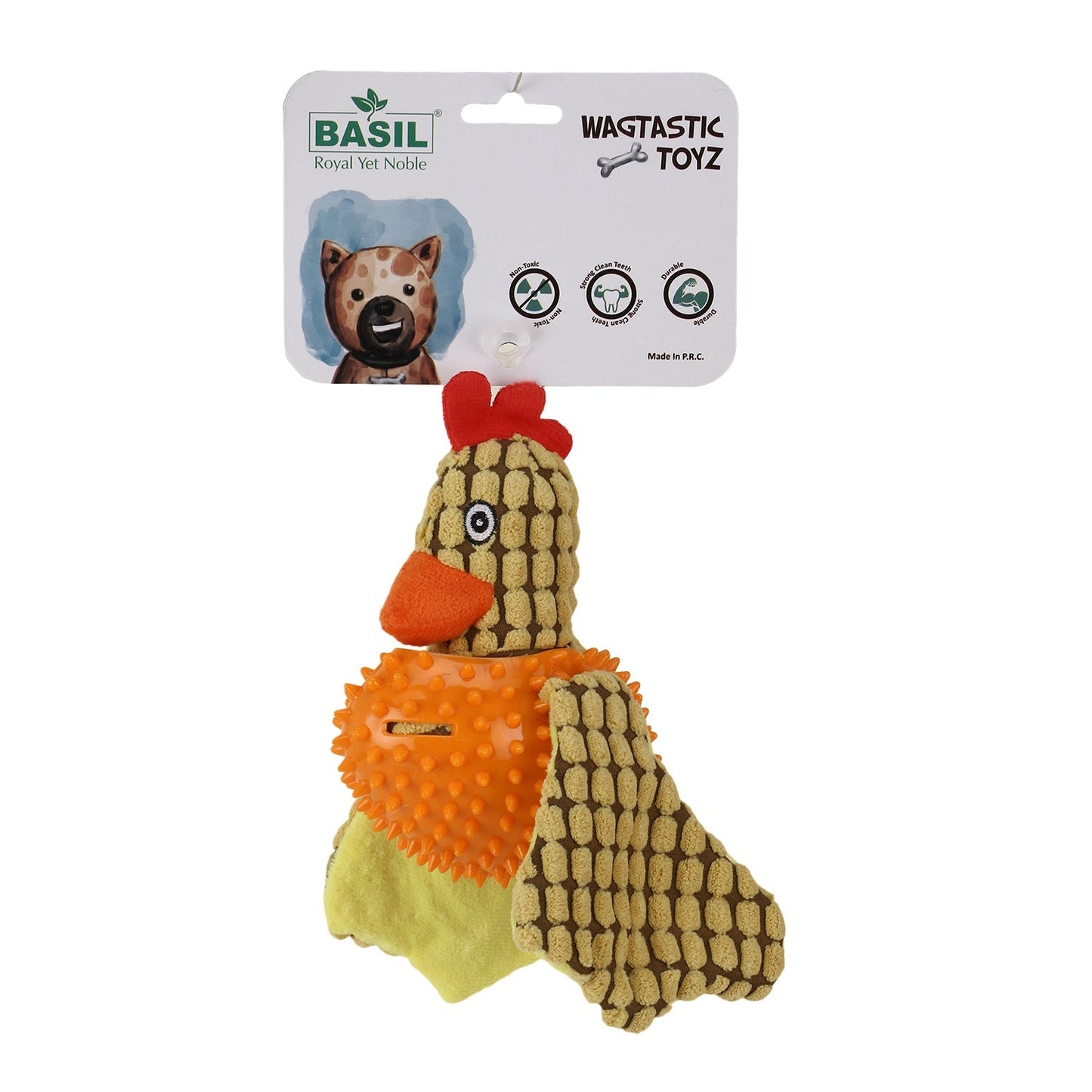 Basil Bird Plush Pet Toy for Dogs & Puppies with Squeaky Neck (Orange)