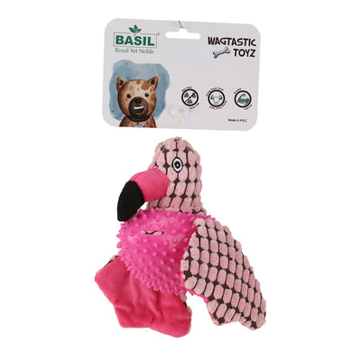 Basil Bird Plush Pet Toy for Dogs ; Puppies with Squeaky Neck (pink)