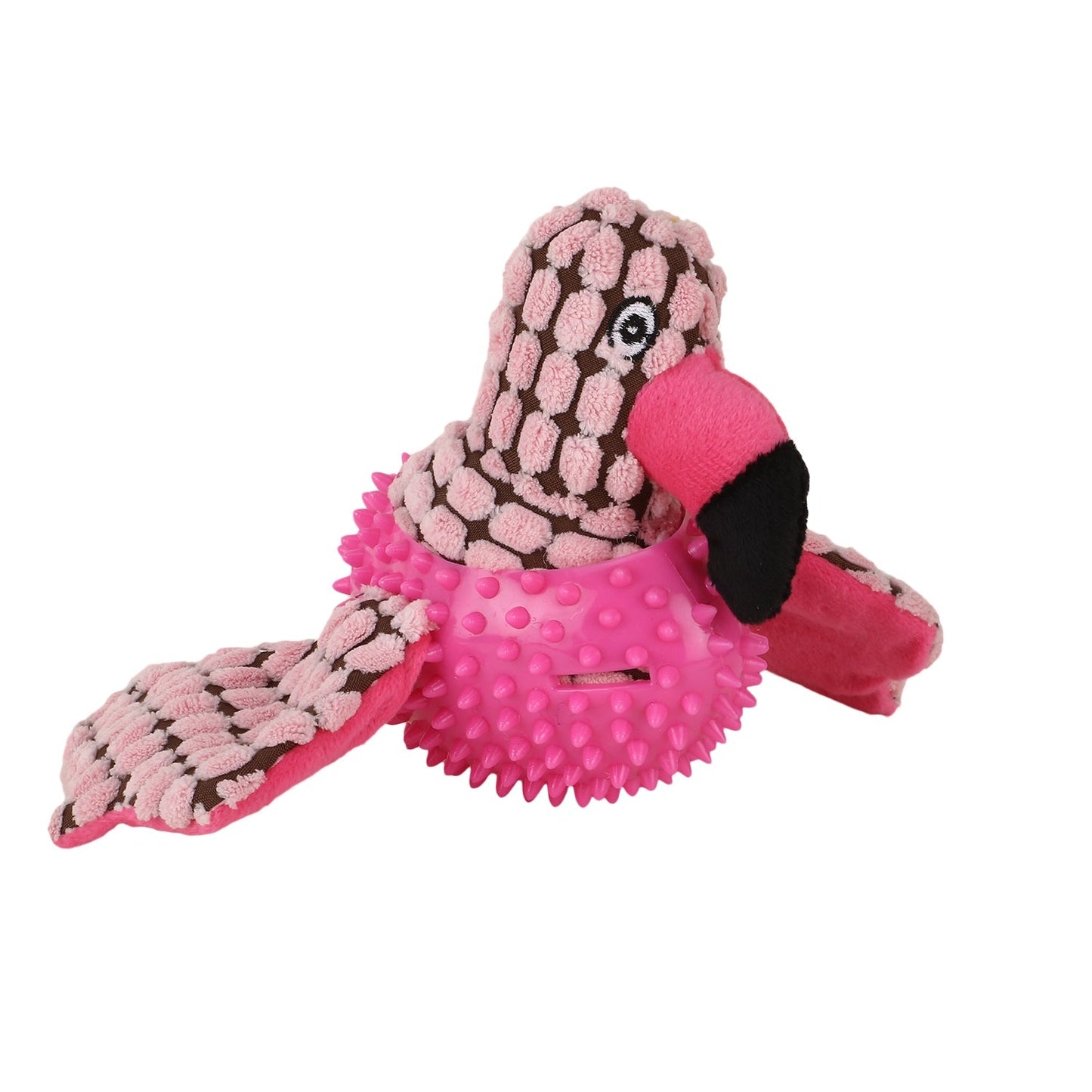 Basil Bird Plush Pet Toy for Dogs ; Puppies with Squeaky Neck (pink)