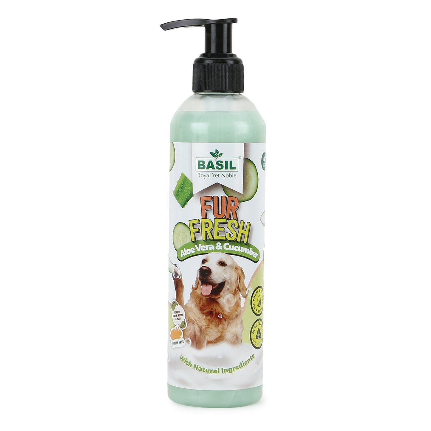 Basil Fur Fresh Aloe Vera & Cucumber Vegan Shampoo for Dogs, 300ml