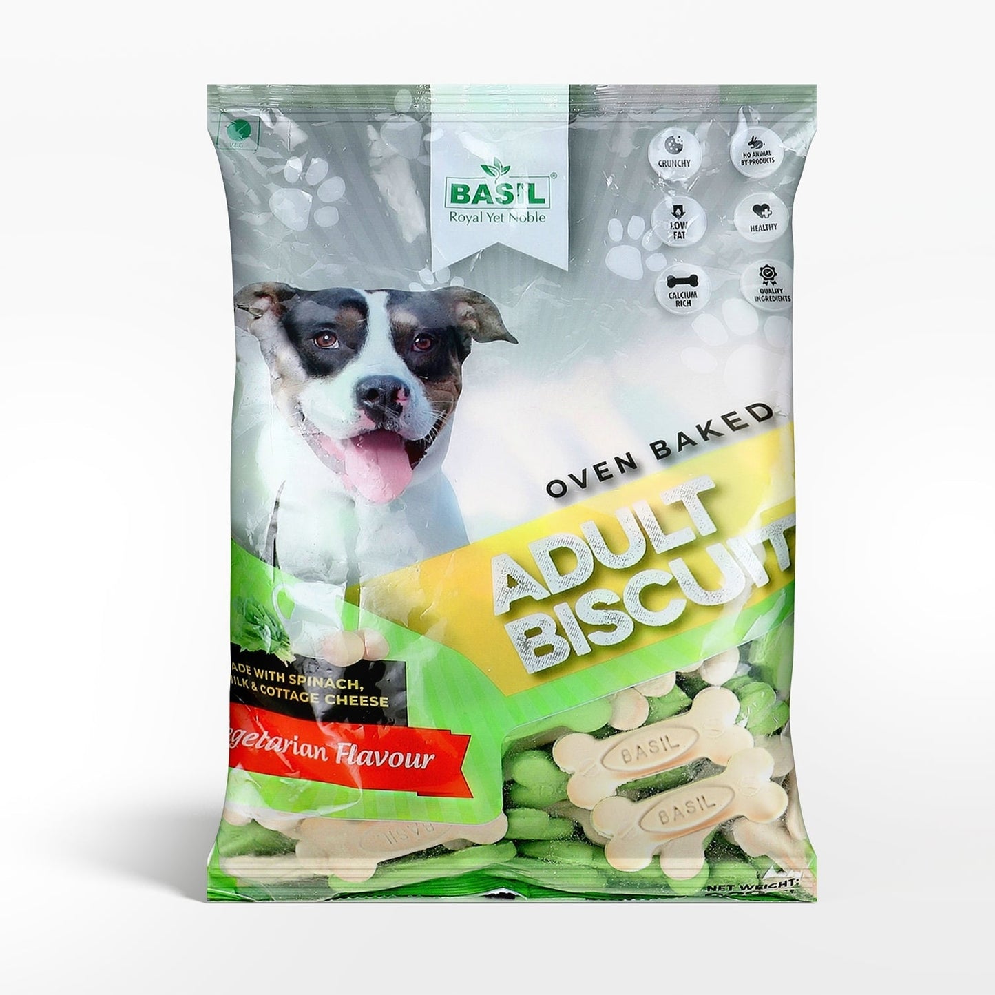 Basil Dog Biscuits, Real Milk Bone Shaped Training Treat for Adult Dogs, All Breed (900 Grams)