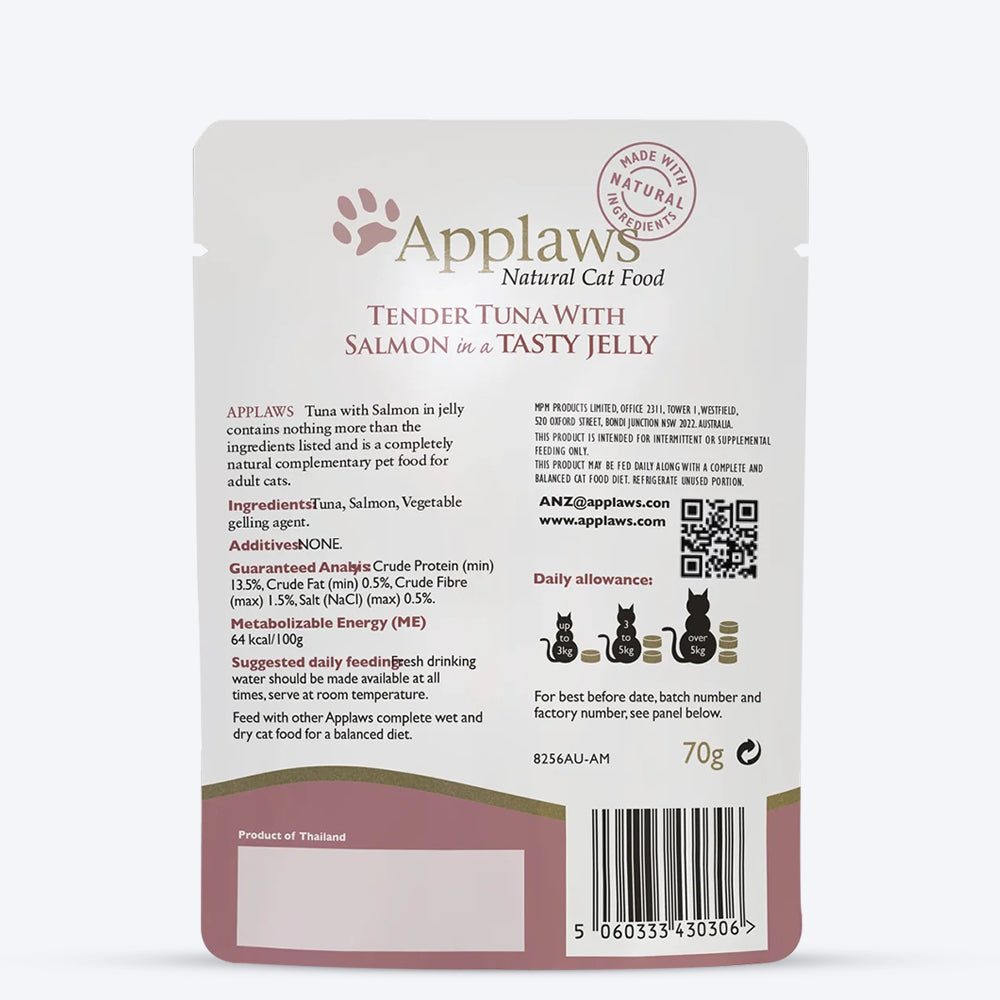 Applaws Natural Cat 55% Tuna with 7% Salmon in Jelly Wet Cat Food - 70 g
