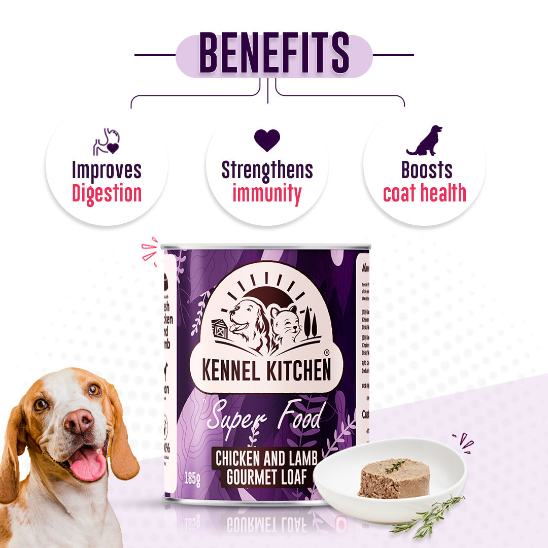 Kennel Kitchen Super Food Chicken & Lamb Loaf For Dogs - 185g each X 4N