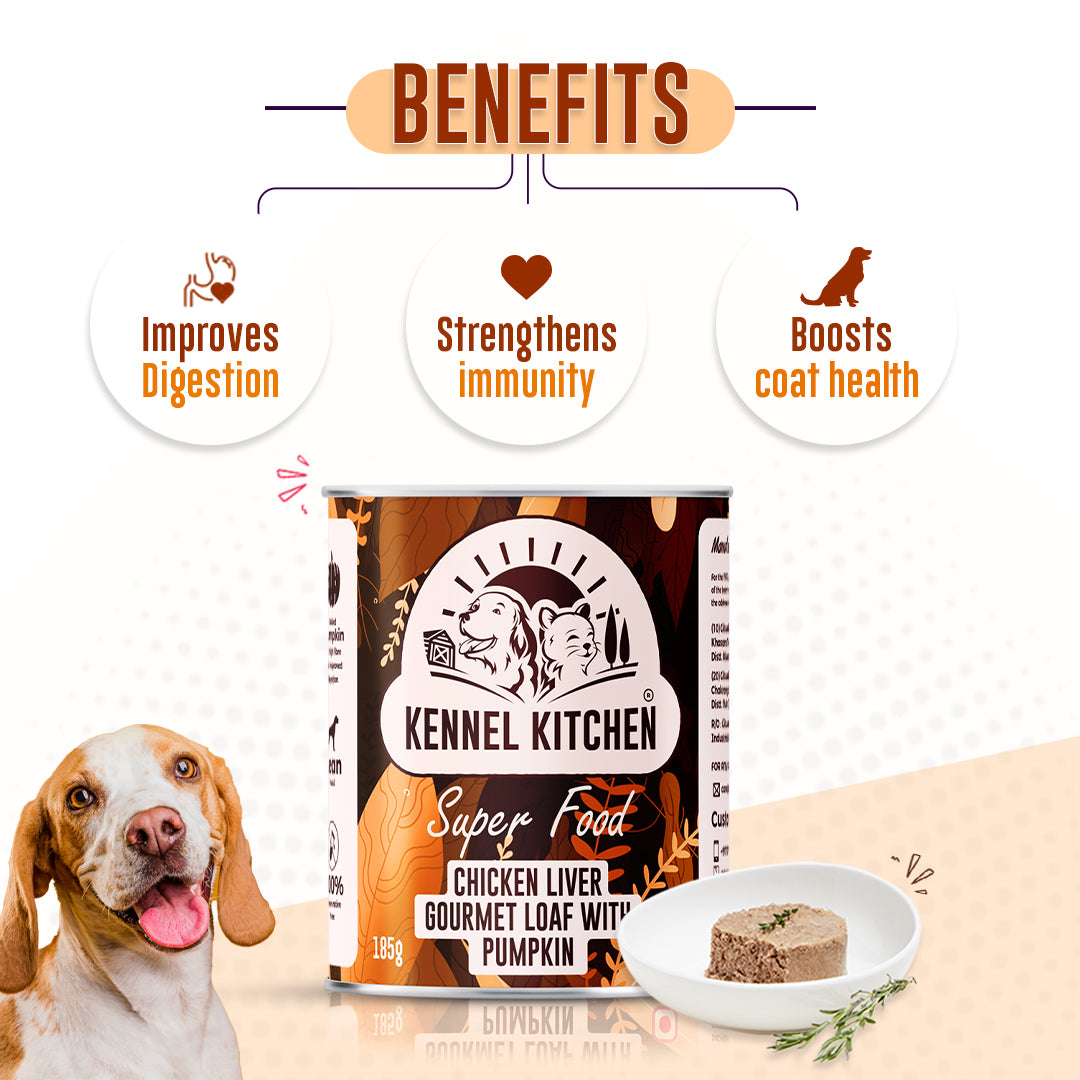 Kennel Kitchen Super Food Chicken Liver with Pumpkin For Dogs - 185g each X 4N