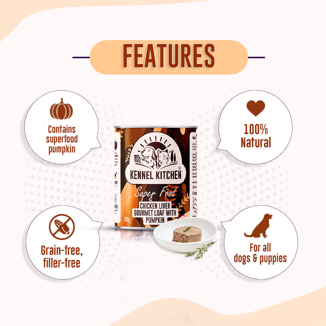 Kennel Kitchen Super Food Chicken Liver with Pumpkin For Dogs - 185g each X 4N