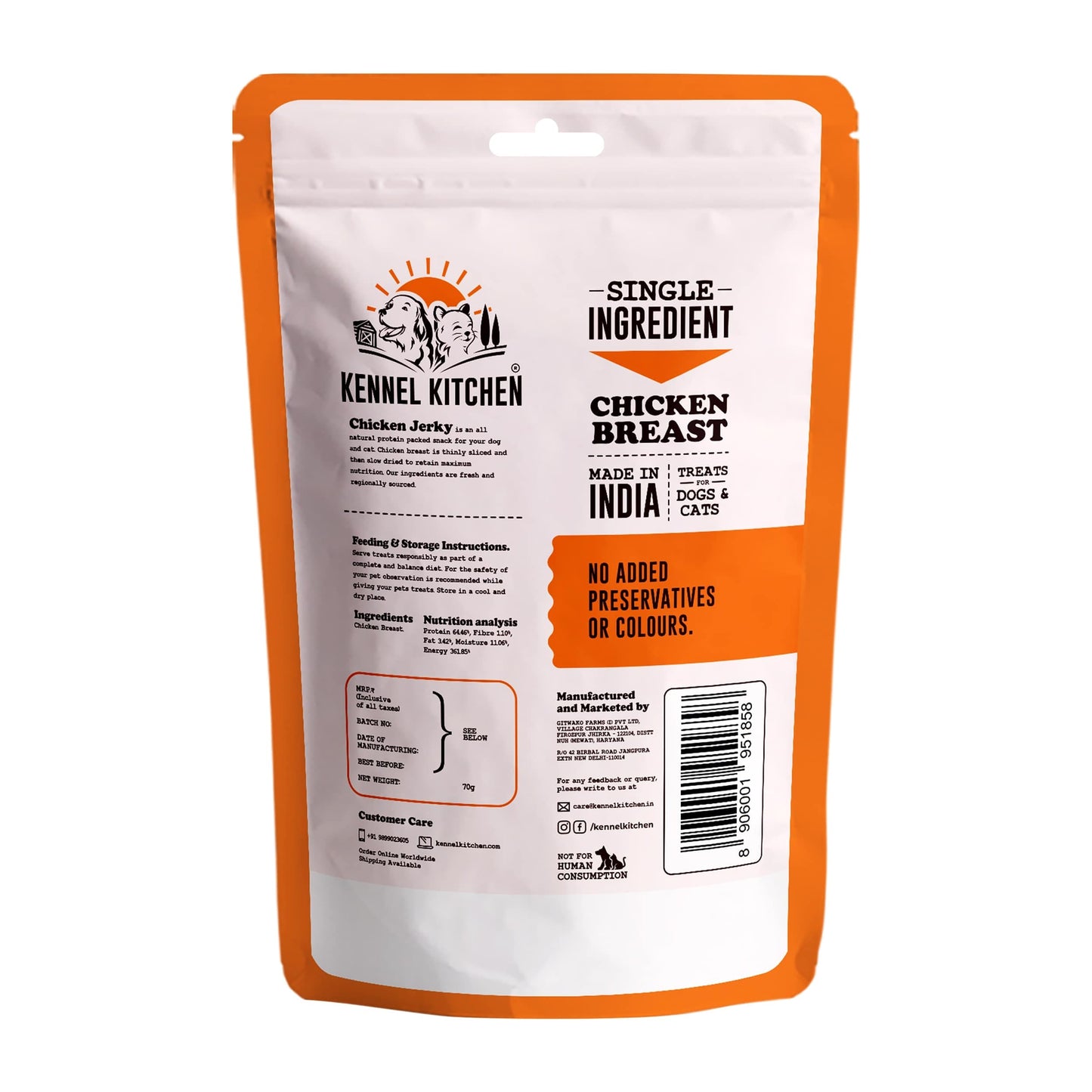 Kennel Kitchen Chicken Jerky For Dogs - 70g each (pack of 3)