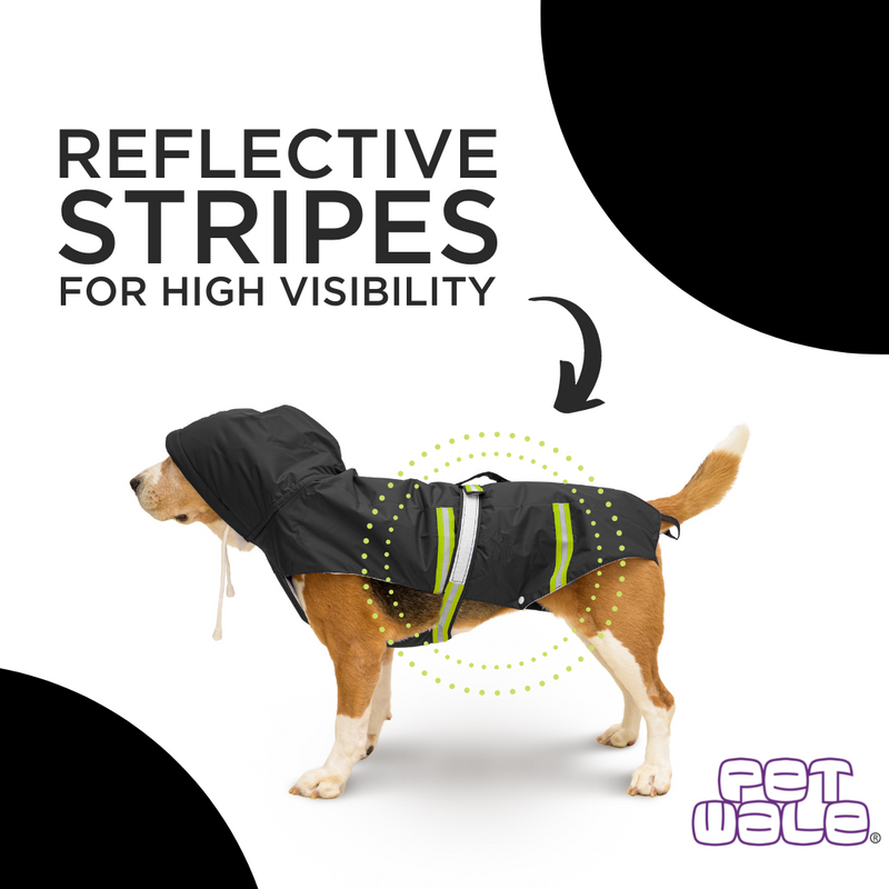 Petwale Raincoat for Dogs with Reflective Strips - ASSORTED
