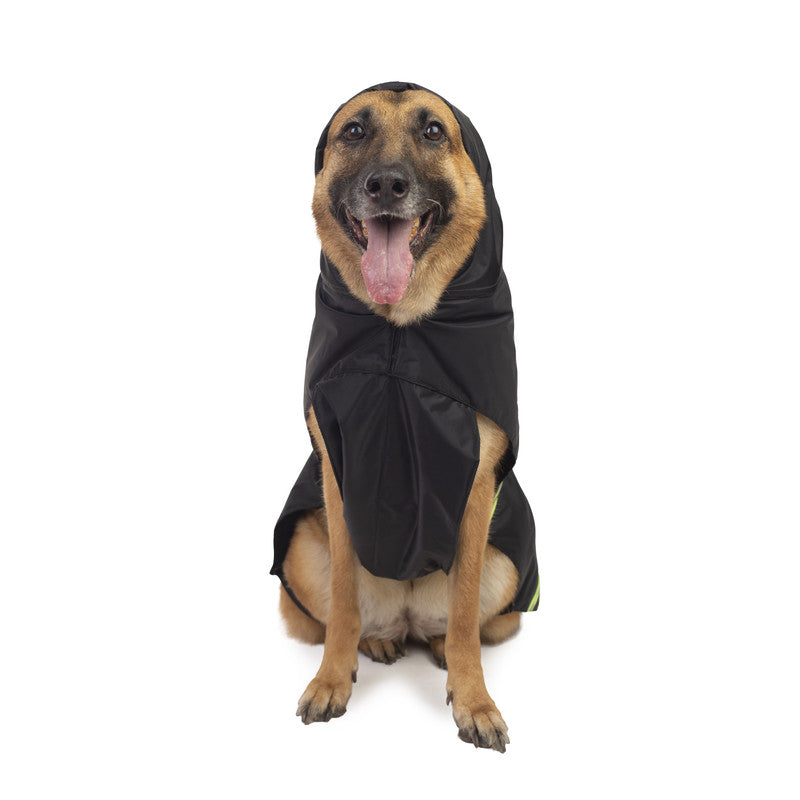 Petwale Black Raincoat for Dogs  with Reflective Strips
