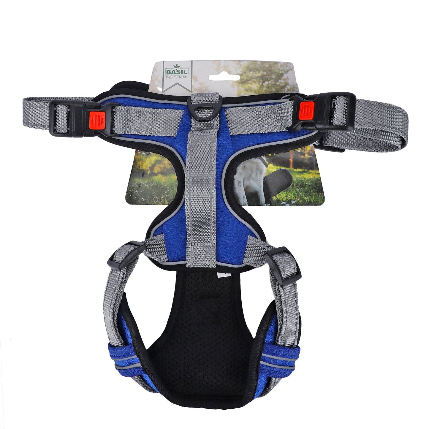 BASIL Dog Handle Harness No-Pull Adjustable Vest Harness, Reflective Blue