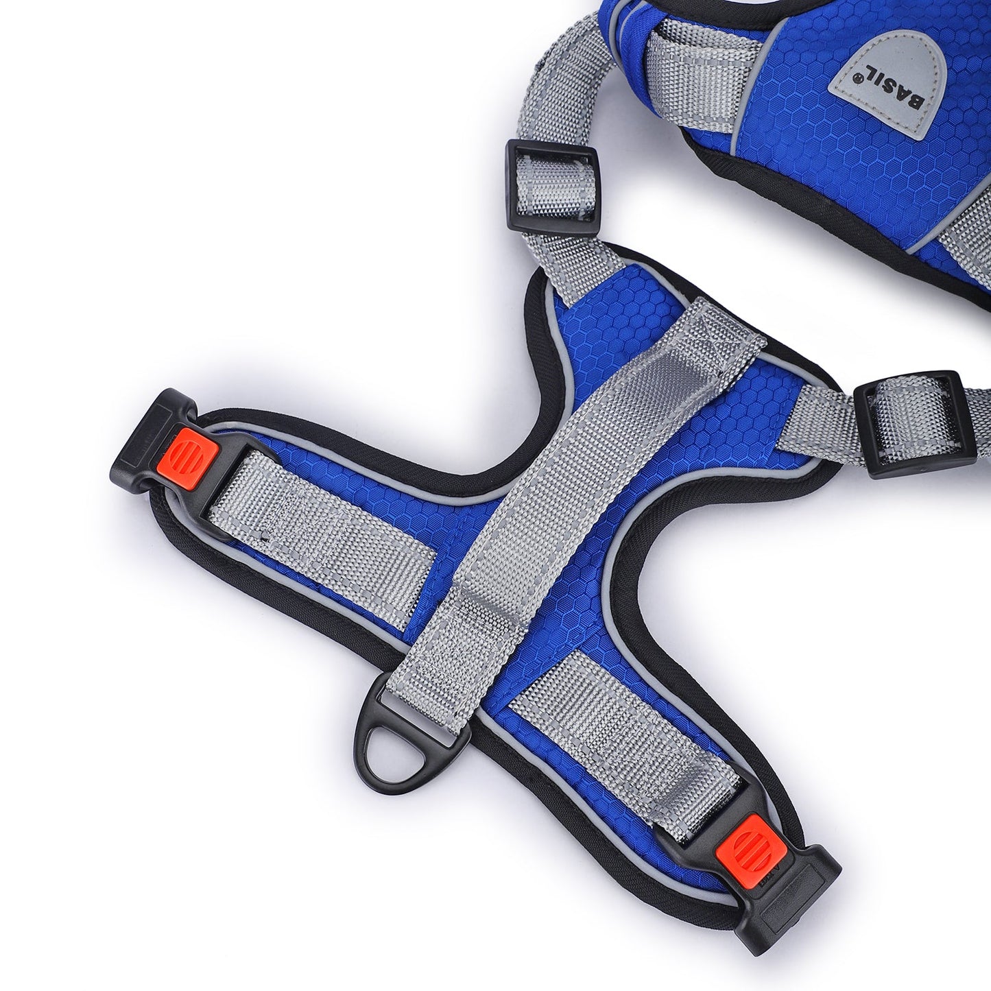 BASIL Dog Handle Harness No-Pull Adjustable Vest Harness, Reflective Blue