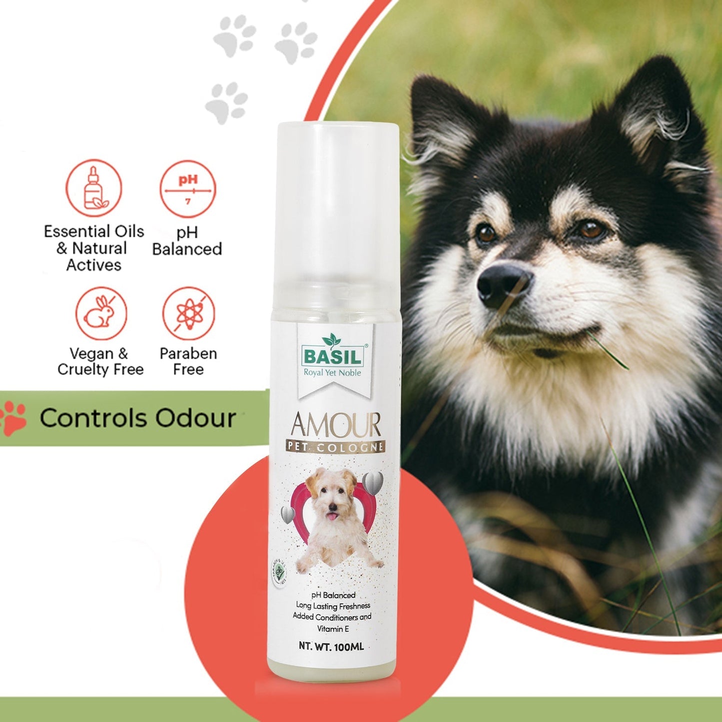 Basil Pet Cologne for Dogs - Amour (100ml)