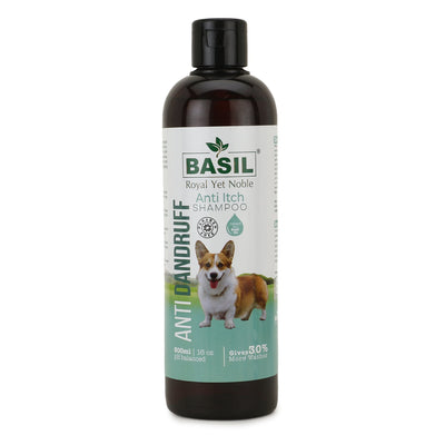 Basil Anti-Dandruff Anti-Itch Dog Shampoo with Grooming Comb (250ml)