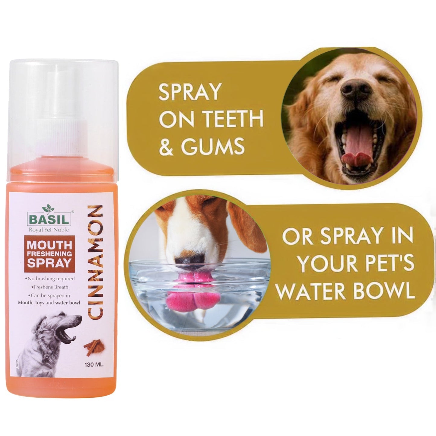 Basil Cinnamon Mouth Freshening Spray for Dogs, 130ml