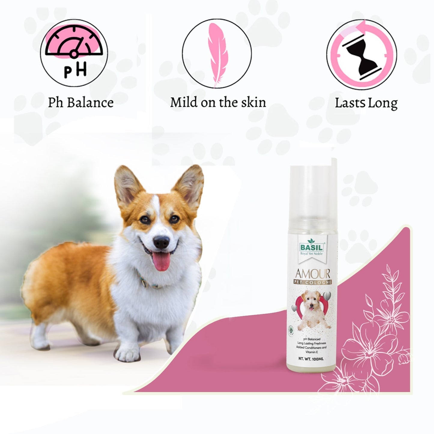 Basil Pet Cologne for Dogs - Amour (100ml)