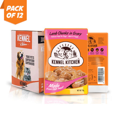 Kennel Kitchen Lamb Chunks in Gravy for Dogs -  80g each x12 units
