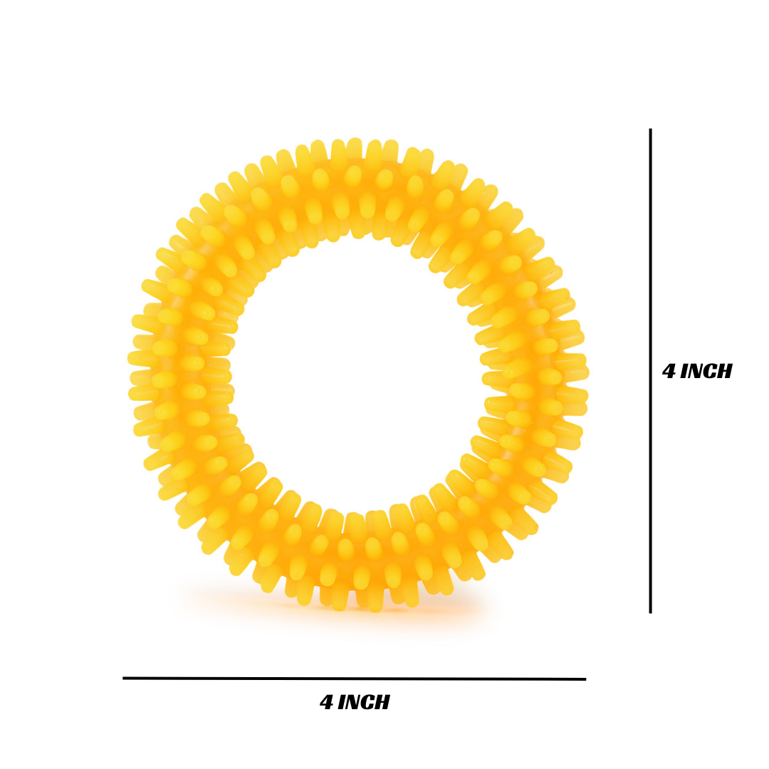 Basil Dog Chew Toy, Spiked Ring (Orange)