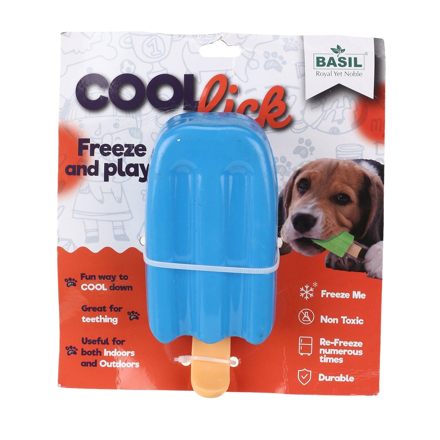 Basil Cool Lick Silicon Ice-Cream Pet Toy, Freeze and Play (Blue)