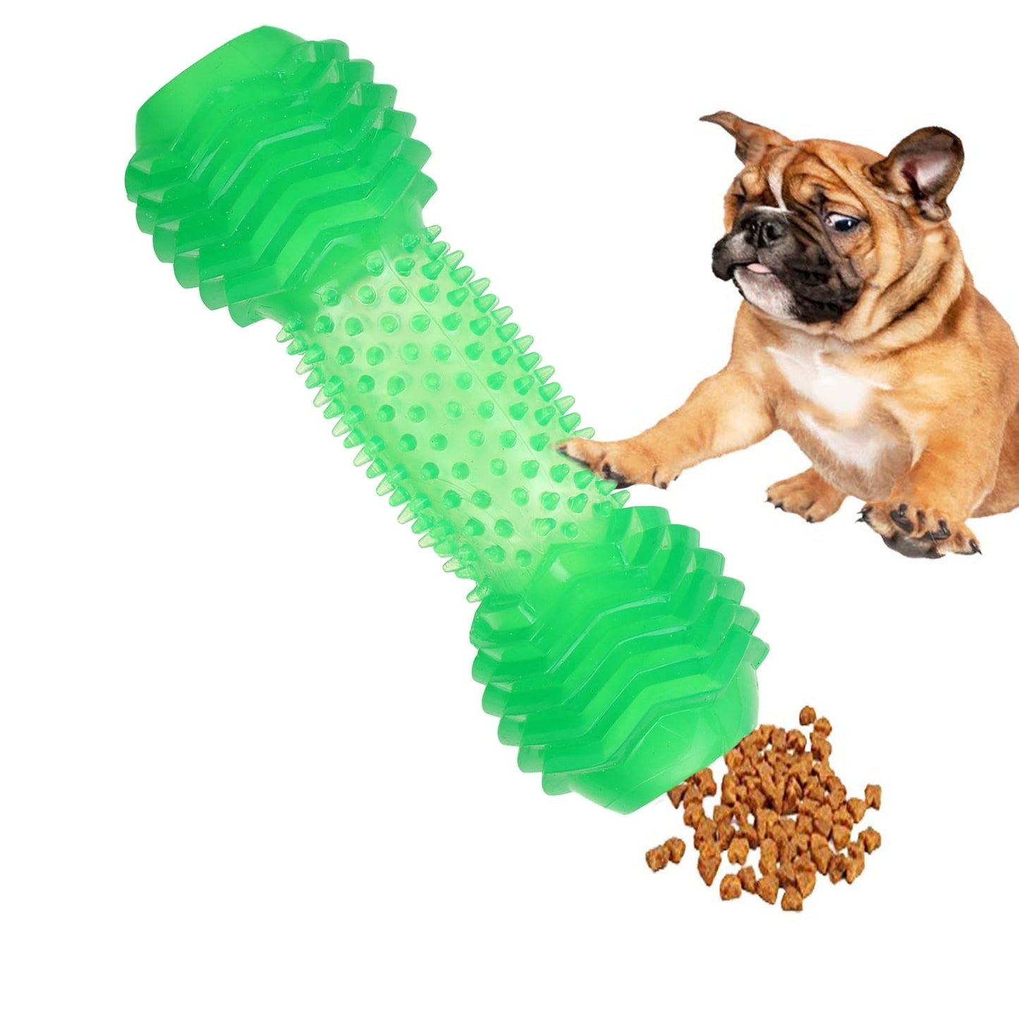 Basil Green Dumbbell Toy with Hollow Centre for Treats