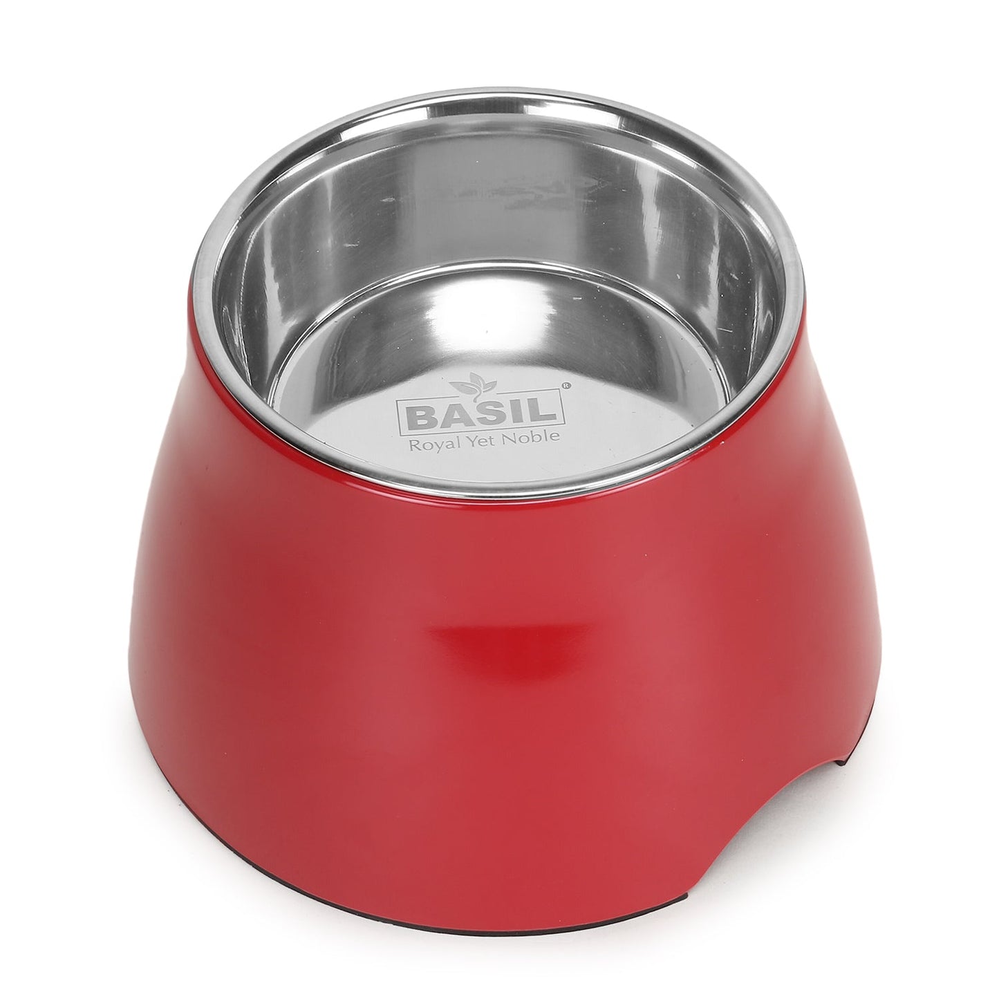 Basil Elevated Melamine and Stainless Steel Pet Feeding Bowls for Bigger Ears Dogs, 600ml (Red)