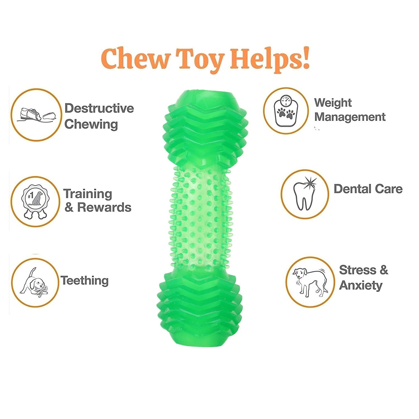 Basil Green Dumbbell Toy with Hollow Centre for Treats