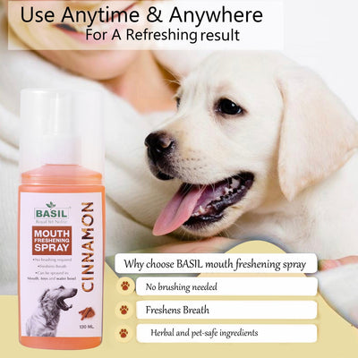 Basil Cinnamon Mouth Freshening Spray for Dogs, 130ml