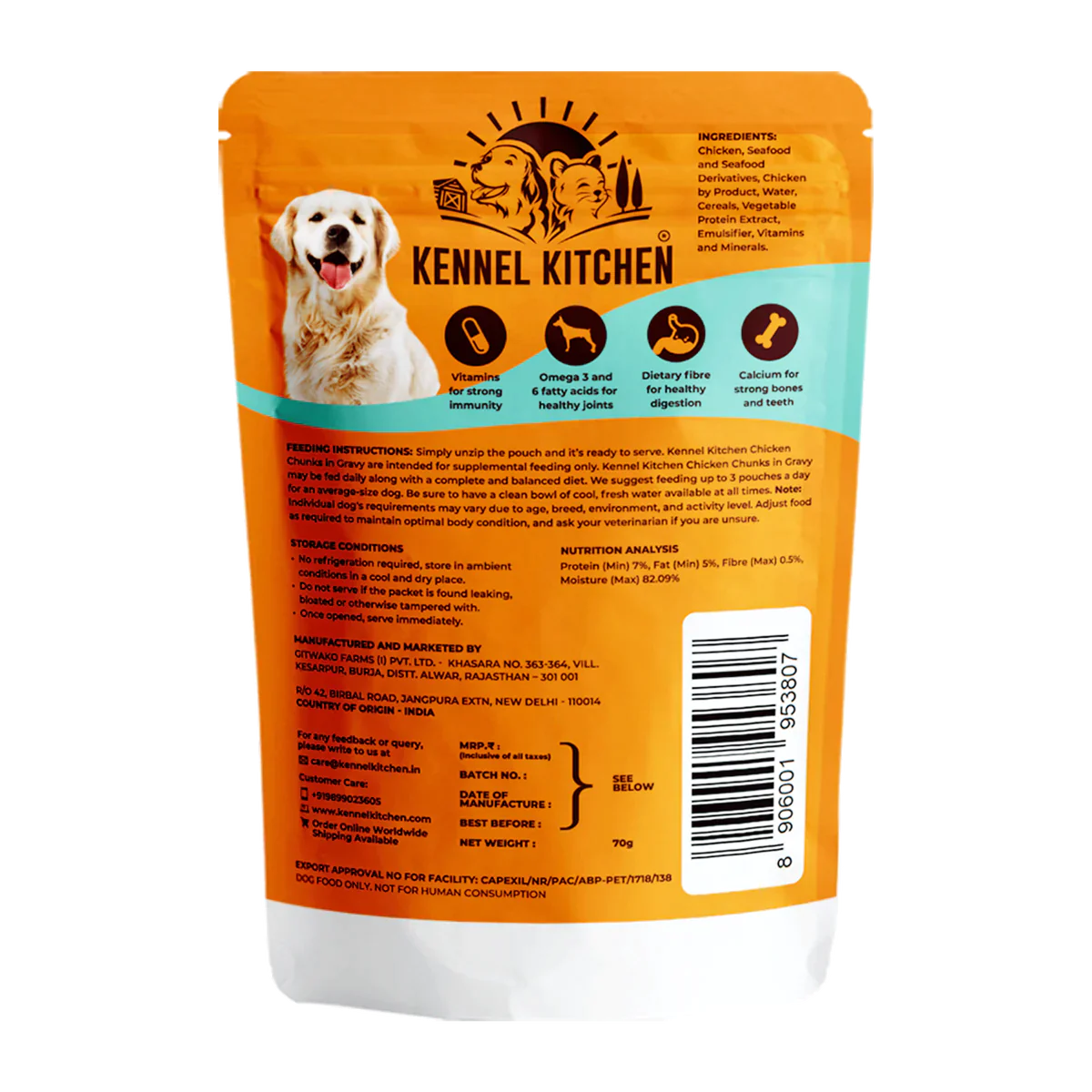 Kennel Kitchen Chicken Chunks in Gravy for Dogs